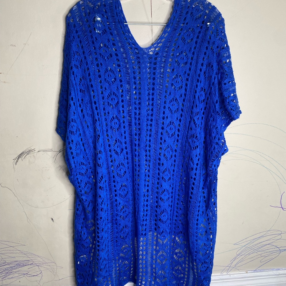 Vibrant Blue Crochet Cover-Up - Picture 2 of 5